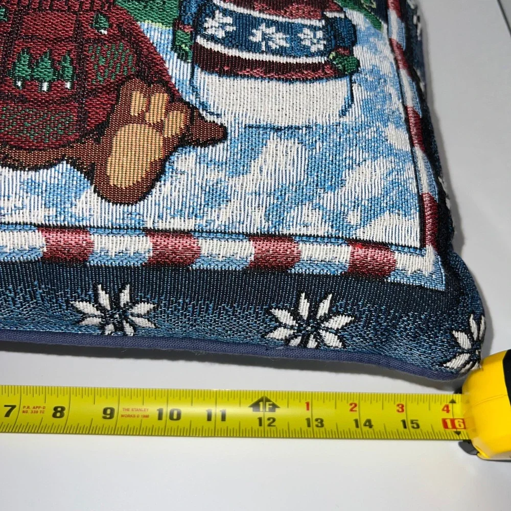 Christmas Tapestry‎ Pillow 16 x 13 Moose Bear Snowman Holiday Pillow Cushion